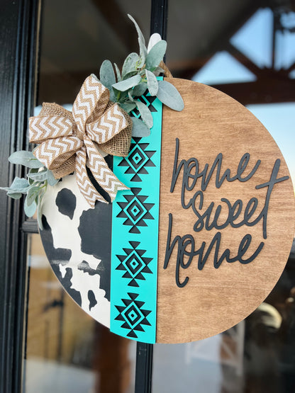 Cow Print Door Hanger